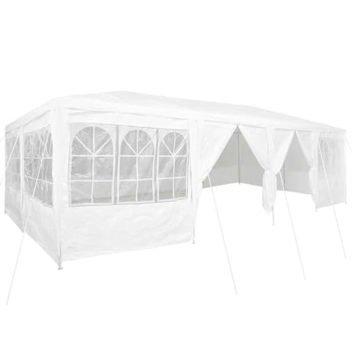 vidaXL Carpa de Fiesta con 12 Paredes Blancas, 8 x 4m. Toldo Pop up súper Resistente de PE. Amplio Espacio, diseño a Prueba de Intemperie reuniones, buffets y Celebraciones Familiares