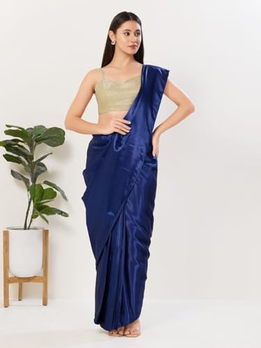 Image of Vamas Women's Shimmer Sleeveless Saree Blouse | Sweetheart Neck Padded Crop Top Blouse Designer Blouse for Lehenga & Saree | Available in Gold, Copper, Silver & Black