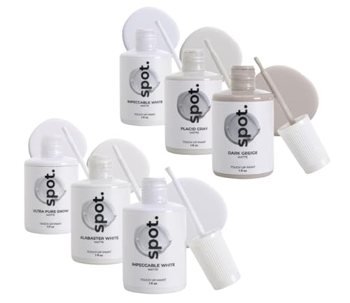 Image of spot. Bundle Touch Up-Paint Grey Matte 3 Pack and White Matte 3 Pack