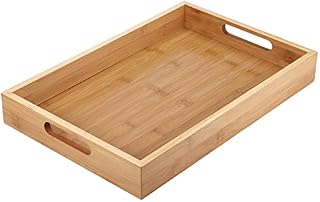 Fentar Wooden Tray, Bamboo Tray with Handles, Rectangular Trays for Food Serving, Dinner Breakfast Tray, Food Tray, Trays for Eating, Rustic Wooden Serving Tray for Tea Coffee Snack (38 x 25 x 5cm)