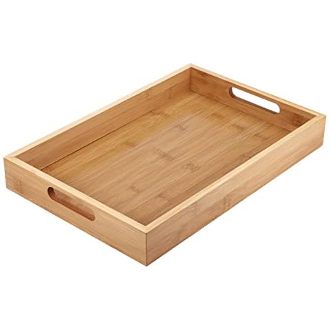 Fentar Rustic Bamboo Serving Tray with Handles Cover