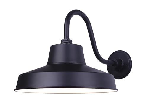14" Black LED Barn Light, Outdoor Wall Sconce, 39W Integrated LED, 2400 Lumens, 3000K Warm White, Acrylic Lens, Energy Efficient, Industrial Style Outdoor Lighting for Porch, Garage, Patio