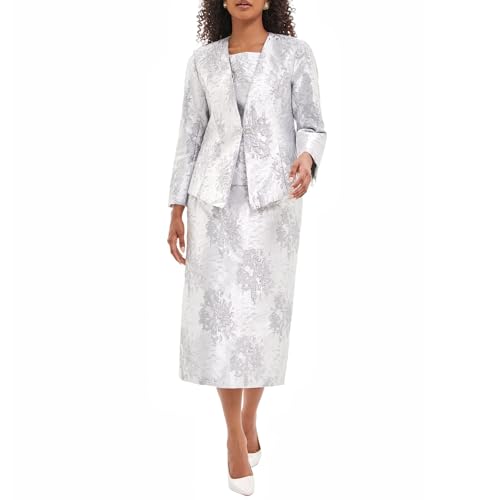 Go Mai Elegant White Church Dress Suit: 3-Piece Jacquard Embroidery Outfit for Mother of the Bride | Size 10 - Image 3