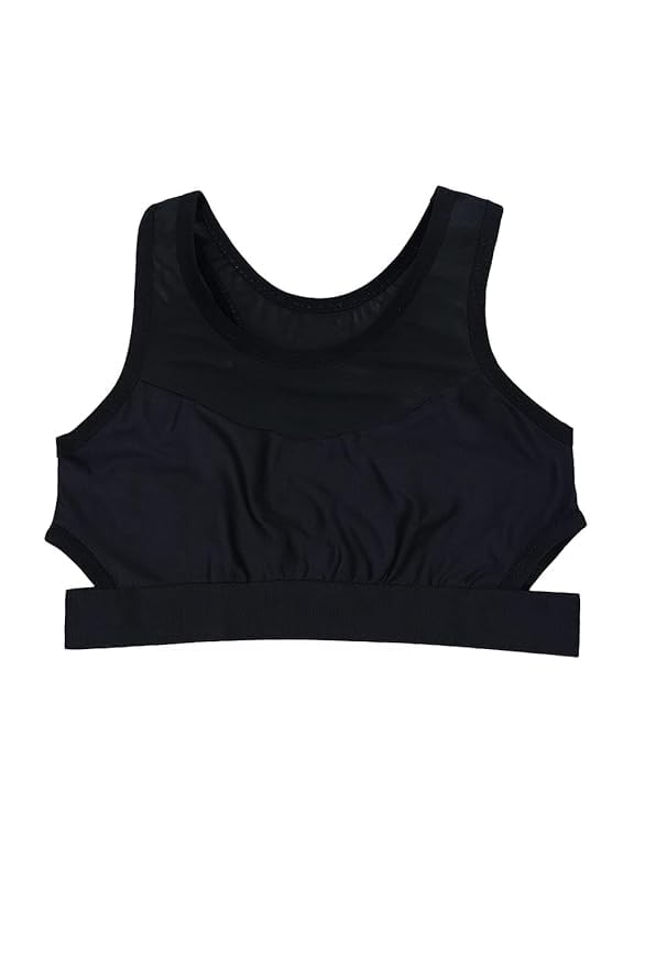 Women's Sports Bra with Mesh Panel, Black, Racerback Style, Medium Support-image-28