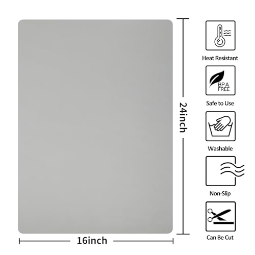 Silicone Mats for Kitchen Counter Thicker Extra Large Heat Resistant Mats Countertop Protector Liners for Bottom of Oven Air Fryer Coffee Maker, 24