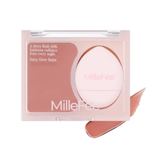 ミルフィー ジューシーグロウバーム チーク 04 ペタルベージュ 水光 クリーム フェイスカラー 血色 ハイライト ツヤ 指パフ付き ベージュ モカ イエベ 透明感 高発色 オイル