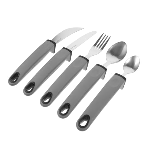 MUCKLILY Silverware Set Forks Spoons Stainless Steel Adaptive Utensils Weighted Cutlery for Elderly Disabled and Assisted Eating