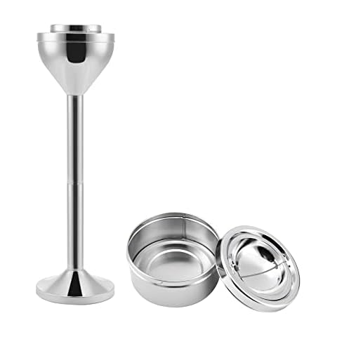Anfrere Standing Ashtray Outdoor for Patio, Large & Tall Outside Ash Tray for Cigarette Butt Receptacle Disposal, Commercial Metal Smokers Cigar Ash Tray Container with Lid, B01CH Cover