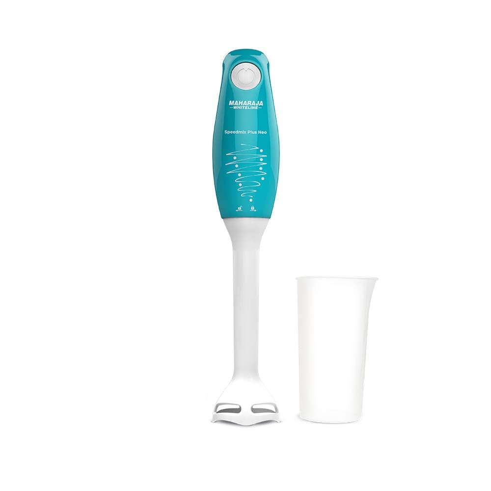 Maharaja Whiteline Speedmix Plus Neo Hand Blender with Stainless Steel Blades | Long Lasting Performance With 250W Motor | 800Ml Multi-Purpose Jar | Detachable Plastic Foot (Turquoise Blue & White)