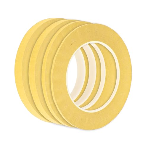Image of 4 Pcs Painters Tape Masking Master Tape Easy Removal Yellow 0.3cm /0.5cm /1.0cm /1.2cm x 50m
