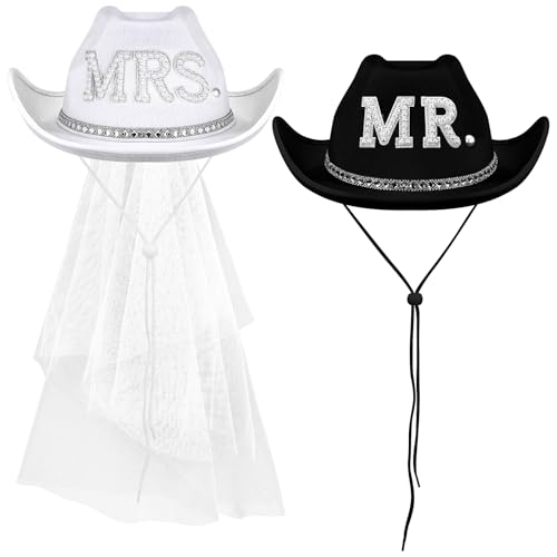 Chapeau de cowgirl de mariée et voile cadeaux originaux pour futures mariées