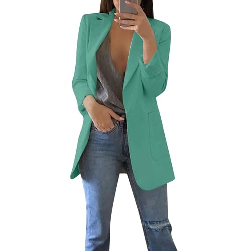 ZEFOTIM Womens Business Professional Outfits Lightweight Trendy Oversized Floral/Striped Blazer Long Office Fall Jacket