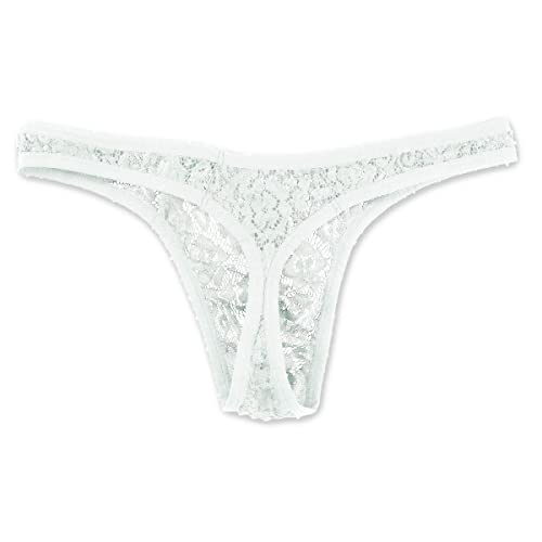 VemeFufu Slips Homme Blanc Culottes - String Homme sous-Vêtements - Boxer Hommes Sexy Hot Dentelle Tanga Thong Ficelle Lingerie pour Homme 1 Pack Taille Unique