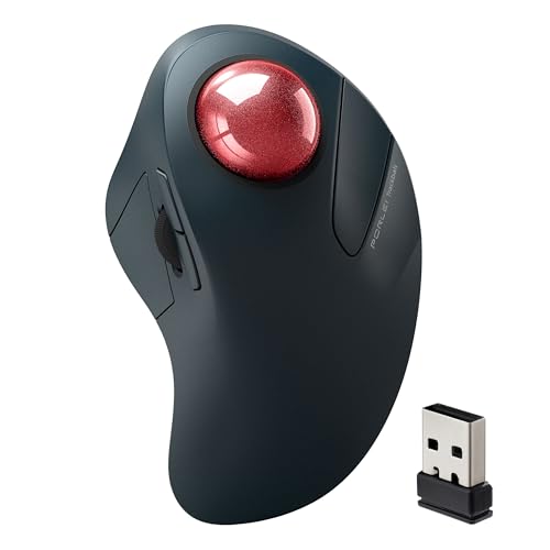 Image of Ergonomic Wireless Trackball Mouse for Wrist Comfort, Bluetooth & USB Receiver, Rechargeable Rollerball Mouse with 44mm Index Finger Trackball, 5 DPI Levels, Multi-Device for PC, Mac, Laptop