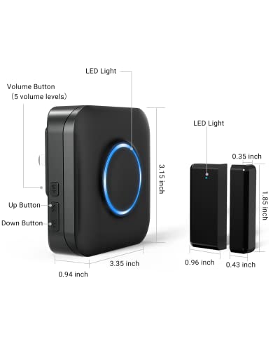 Wireless Door Sensor, Bitiwend Door Chime Doorbell With 600Ft Operate Range 58 Chimes 5 Volume Level Led Indicator Door Open Alarm For Business/Office/Home/Store When Entering, 1Sensor+1Receiver #TOP7