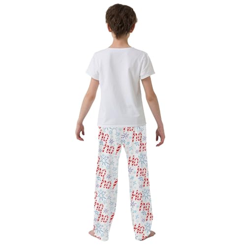 ZZXXB Santa Claus Laugh Candy Cane Boys Long Pants Soft Trousers Elastic Waist Kids Lounge Bottoms with Pockets S-XL3