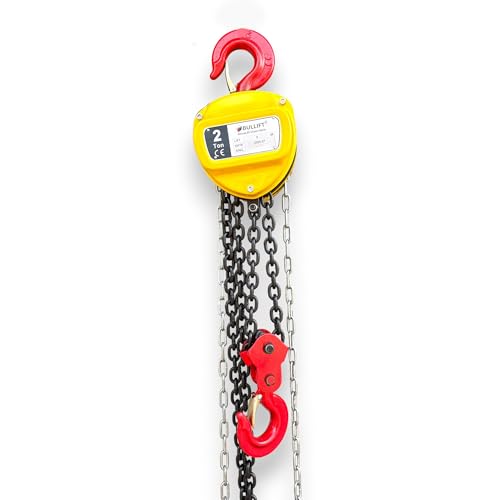 Image of inchBULLIFT inch Hand Chain Pulley Block 2 Ton Capacity, Heavy Duty Manual Hand Hoist 3M Lift Industrial-Grade Steel Construction for Lifting Good in Transport Workshop Garages Warehouse (2 Ton 3 Meter)