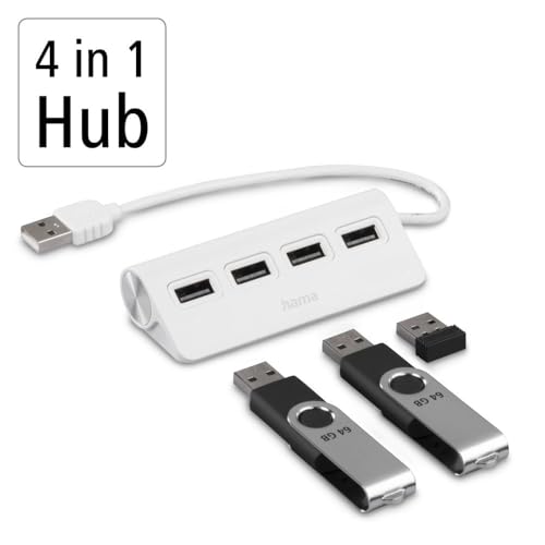 Hub Usb, 4 Porte, Usb 2.0, 480 Mbit/S, Bianco - Hub USB - Immagine 3