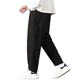 [Fasshonrida] サルエルパンツ メンズ ズボン 極暖 裏フリース バルーンパンツ 防寒 裏起毛 アラジンパンツ 大きいサイズ バギーパンツ 無地 ずぼん オシャレ ボトムス カジュアル ゆったり テーパードパンツ 9分丈 イージーぱんつ ストレッチ 秋冬服 black 3XL