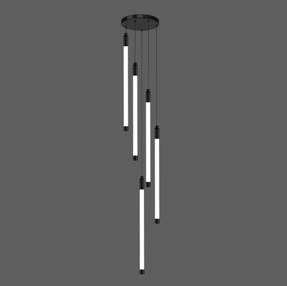 Grande lampadario d'ingresso Dorato per atrio, Scale, soffitti Alti, Lampada a Sospensione lineare a Tubo Lungo, Stile Rustico Nero, Moderno, LED, Soggiorno, Tavolo da Pranzo, corridoio