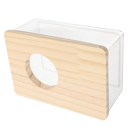 Abaodam ハムスターバスルーム盆地 ハムスターのケージと生息地 ひげを生やした のバスタブ フェレットのバスタブ 透明ハムスターケージ スナネズミの家 無垢材