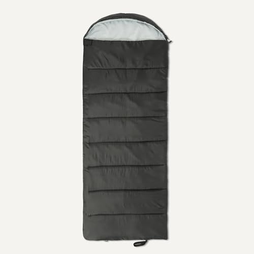 Amazon Basics Sleeping Bags for Adults, Camping Essentials, 50 Degree F / 10 Degree C Rated, Black/Gray, 84 x 31.5 view 4