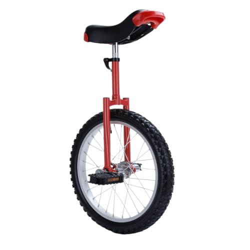 Vifxucy一輪車 子ども用 バランス運動 コンペティション 16/18/20インチ子供スタンド付組み立て式 ユニサイクル 競技用 スポーツ バランス感覚・体幹を鍛えられます 運動キッズ 誕生日 プレゼント 学生用 軽量 安定 丈夫 (レッド,16インチ