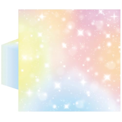 50 Pcs Pastel Paper Napkins 6.5 x 6.5 Inches Rainbow Theme Disposable Luncheon Dinner Party Napkins Cocktail Napkin for Baby Shower Weddings Birthday Party Decorations (Pastel)