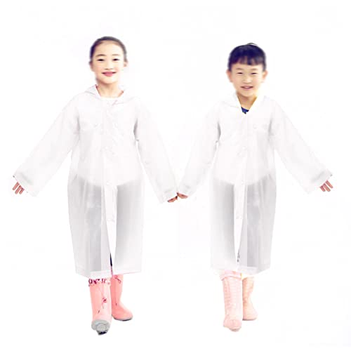 2 Stück Kinder Wasserdicht Regenponcho, Wasserdicht Regenponcho Weiß, Regenponcho mit Kapuze, Regenponchos für Kinder, für Outdoor-Radfahren, Camping, Reisen, Angeln Cover