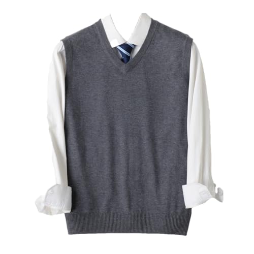 Men's Loose V-Neck Sleeveless Sweater Vest Computer Knitted Business Casual Pullover Sweater