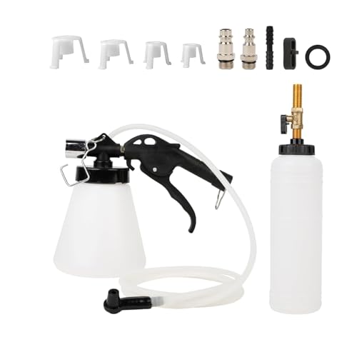 Vacuum Brake Bleeder Kit, 0.9L Vehicle Manual Brake Bleeder Vacuum Pump with 8 Master Cylinder Adapters, 0.75L Refilling Bottle, One-Person Operation Brake Fluid Bleeder for Car Truck SUV Sedan