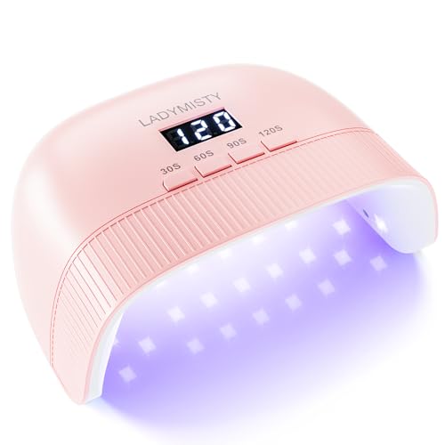 LadyMisty UV Nail Lamp - Fast Drying, UV Light for Gel Nails with 30 Dual Lamp Beads, 4 Timer, LCD Display, Energy Efficient LED Nail Light for Home & Salon(Pink)