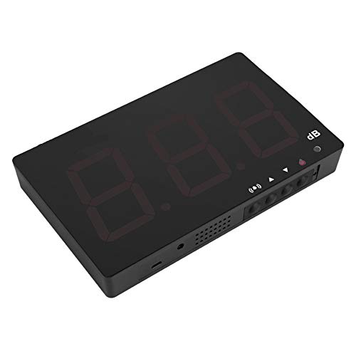 GOTOTOP - Sonómetro digital montado en la pared de 30 ~ 130 dB con almacenamiento de datos y umbrales de alarma fijados para medir el ruido