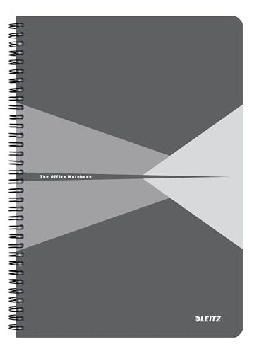 Leitz Office College Pad - A4 Squared Notebook with Cardboard Cover Spiral Binding 360 Degree Opening 180 Pages / 90 Sheets of FSC-Certified Paper (80 g/m) For Office & School Grey 46471085