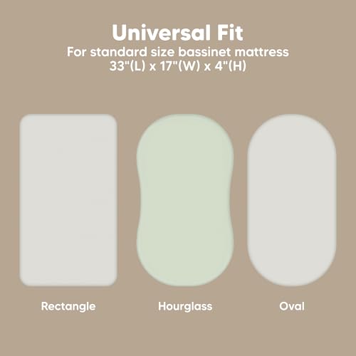 Image of 2-Pack Baby Bassinet Sheets Girl, Boy - 33x17 Viscose Derived from Bamboo Bedside Mattress Fitted Bassinet Sheets, Compatible with Halo Bassinest Swivel Sleeper,Baby Delight,Graco(Sage)