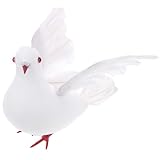 MUSISALY Wedding Pigeon Ornament Artificial White Dove Figurine with Small Iron Wire for Hanging on Branches