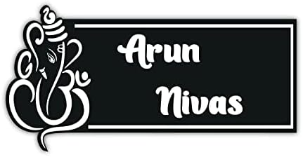 SIGNOOGLE House Name Plate Customized Personalized For Home Outdoor Family Glass Outside Office House Decor Bungalow Door Multicolored (12 x 6 Inch) (Black With White)