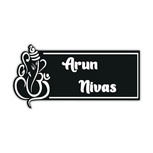 SIGNOOGLE House Name Plate Customized Personalized For Home Outdoor Family Glass Outside Office House Decor Bungalow Door Multicolored (12 x 6 Inch) (Black With White)