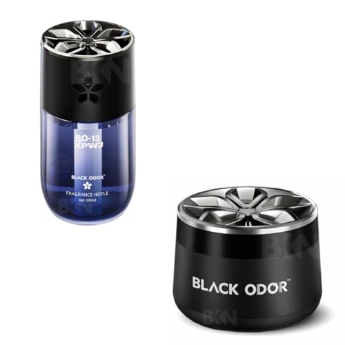 Image of BKN BLACK ODOR Combo Car Glass Bottle & Gel Air Freshener Perfume | Effective Odor Eliminator & double-sided Tape | Car Interior Fragrance Deodoriser (Pack of 2, BO-13 & BO-01)