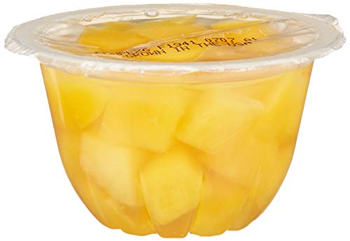 Amazon Brand - Happy Belly Fruit Bowls, Yellow Cling Diced Peach In 100% Juice, 4 Count, 4 Ounce Bowls #TOP1