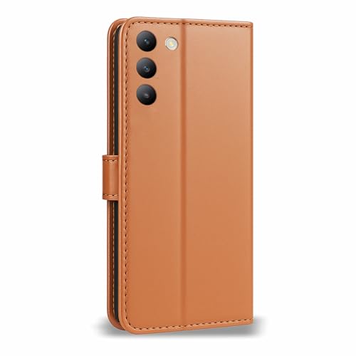 Image of AIBEX Shock Proof Flip Compatible for Vivo Y200e 5G / Vivo T3 5G Flip Cover Leather Finish | Inside TPU with Card Pockets | Wallet Stand | Complete Protection Flip Case - Brown