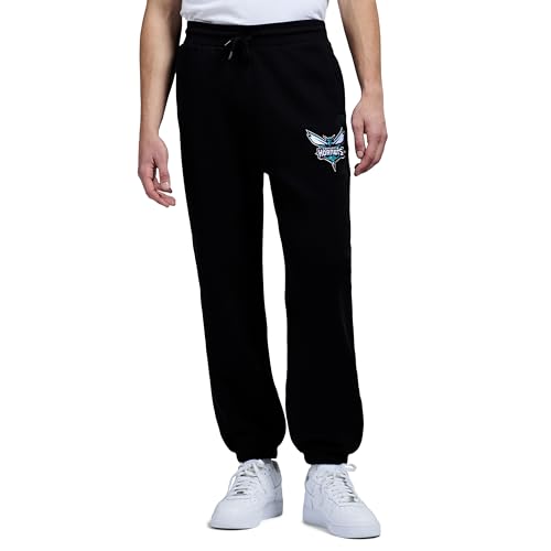 Game 7 x NBA Officially Licensed Men's Casual Jogger Fleece Sweatpants with Pockets, Charlotte Hornets, XL, Black