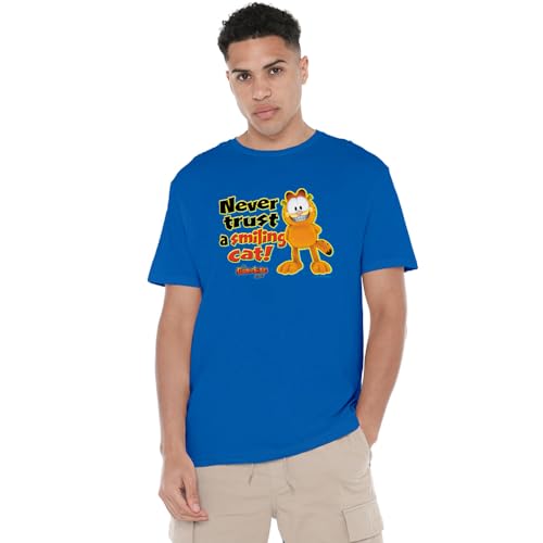 Garfield smiling t-shirt mixte coton haut manches courtes imprimé bleu royal