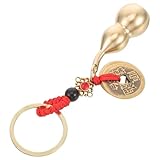 TOBBOMEY Llavero para Coche de Cobre Macizo Monedas Feng Shui Cinco Emperadores, Colgante Grande de Calabaza, Accesorio Decorativo Resistente y Creativo para Mochila y Uso Automotor