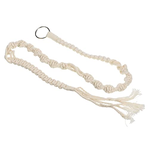 PATIKIL Macrame Hanging Planter, 43.3" Home Air Plant Holder Decorative Flower Pot Basket for Indoor Garden White
