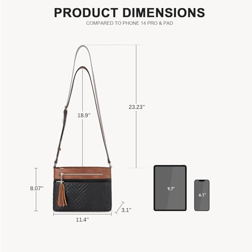 Image of BOSTANTEN Crossbody Purses for Women Medium Shoulder Bag Quilted Handbags with Zipper Pocket