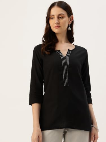 Image of Elegant Short Kurti for Women - 3 /4 Sleeves | Round Neck | (S to XXL)