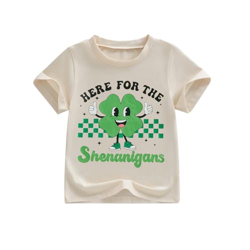 Toddler Baby St Patricks Day Shirt Short Sleeve Boys Girls Irish Tshirt 2T 3T 4T 5T 6T Tee Tops (Beige C, 5-6 Years)
