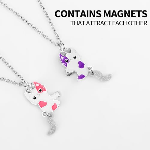 2pcs Friendship Necklace, Magnetic Matching Couples Best Friend for Necklaces Charm Pendant Forever Jewelry Gift for Anniversary Birthday Women Men(Cats)4
