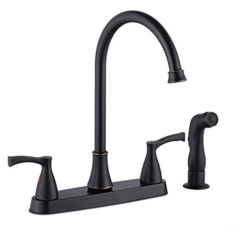 VCCUCINE Oil Rubbed Bronze Kitchen Faucet, 2 Handle 3 Hole 4 Hole Kitchen Sink Faucets with Pull Down Side Sprayer, 360 Swivel High Arc Stainless Steel Rv Camper Laundry Utility Bar Sink Cover